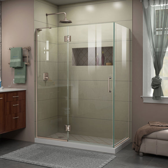 DreamLine E32430L-04 Unidoor-X 48 3/8"W x 30"D x 72"H Frameless Hinged Shower Enclosure in Brushed Nickel