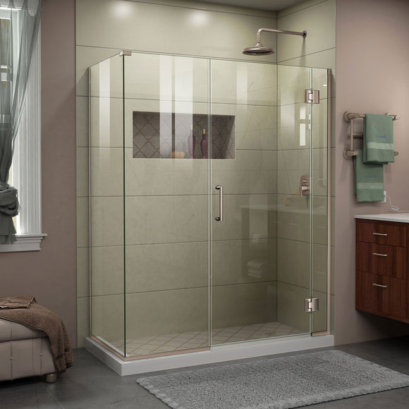 DreamLine E1240634-04 Unidoor-X 36"W x 34 3/8"D x 72"H Frameless Hinged Shower Enclosure in Brushed Nickel