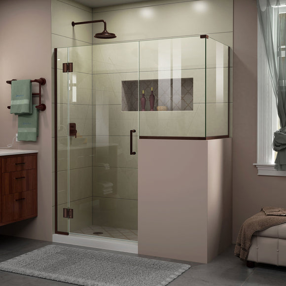 DreamLine E127243430-06 Unidoor-X 57"W x 30 3/8"D x 72"H Frameless Hinged Shower Enclosure in Oil Rubbed Bronze