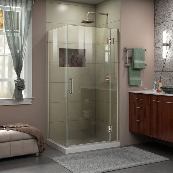 DreamLine E13034-04 Unidoor-X 36 3/8"W x 34"D x 72"H Frameless Hinged Shower Enclosure in Brushed Nickel