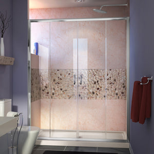 DreamLine DL-6962C-22-01 Visions 34"D x 60"W x 74 3/4"H Sliding Shower Door in Chrome with Center Drain Biscuit Shower Base