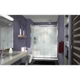 DreamLine DL-6113R-01CL Visions 32"D x 60"W x 76 3/4"H Sliding Shower Door in Chrome with Right Drain White Base, Backwalls