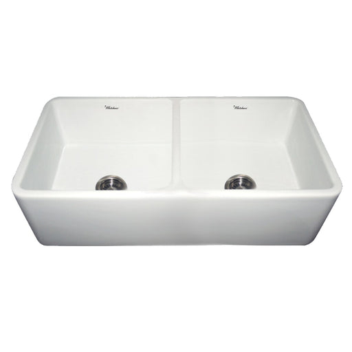 Whitehaus WH3719-WHITE Farmhaus Fireclay Duet Series Reversible Sink
