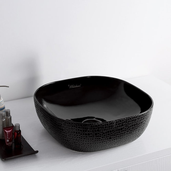 Whitehaus WH71301-F04 Isabella Plus Collection Square Above Mount Sink with Center Drain