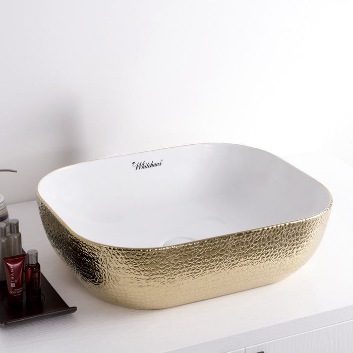 Whitehaus WH71333-F25 Isabella Plus Collection Rectangular Above Mount Sink with Center Drain