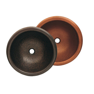 Whitehaus WHCOLV17RD-OBH Copperhaus Round Drop-in/Undermount Copper Sink