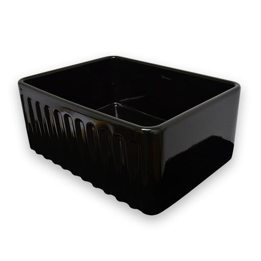 Whitehaus WHFLATN2418-BLACK Farmhaus Fireclay Reversible Sink