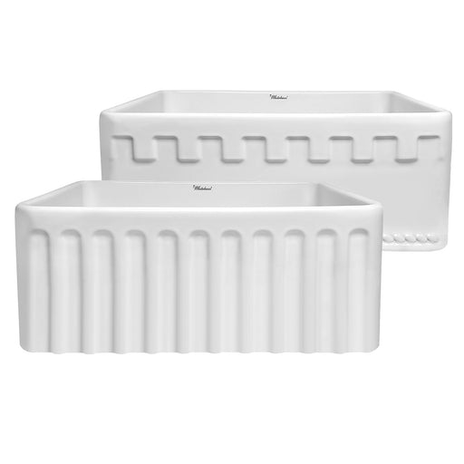 Whitehaus WHFLATN2418-WHITE Farmhaus Fireclay Reversible Sink