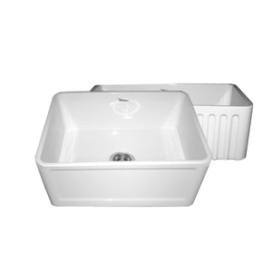 Whitehaus WHFLCON2418-WHITE Farmhaus Fireclay Reversible Sink