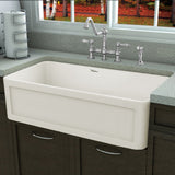 Whitehaus WHPLCON3319-BISCUIT Fireclay 33" Large Reversible Sink