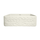 Whitehaus WHFLGO3018-BISCUIT Farmhaus Fireclay Reversible Sink with a Swirl Design Front Apron