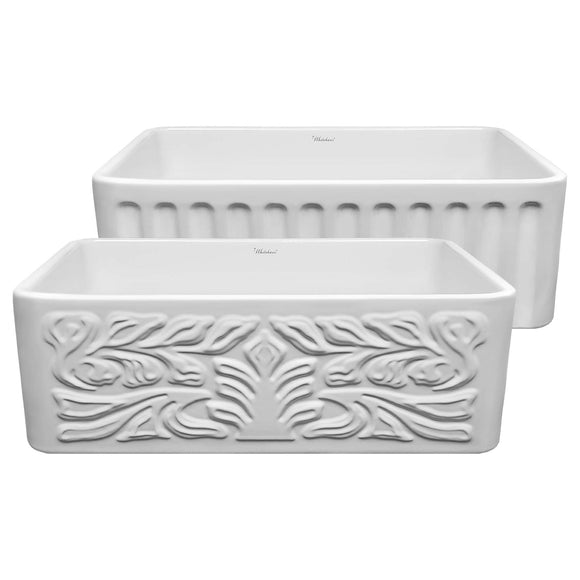 Whitehaus WHFLGO3018-WHITE Farmhaus Fireclay Reversible Sink