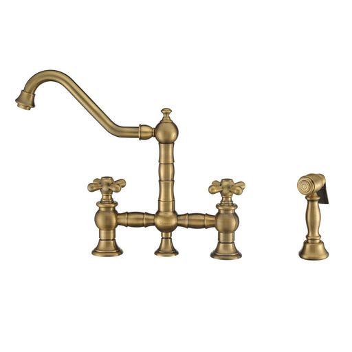 Whitehaus WHKBTCR3-9201-NT-AB Vintage III Plus Bridge Faucet