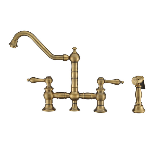 Whitehaus WHKBTLV3-9201-NT-AB Vintage III Plus Bridge Faucet
