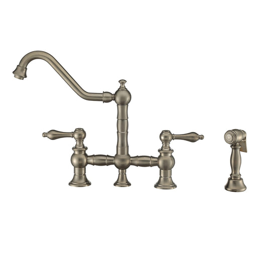 Whitehaus WHKBTLV3-9201-NT-BN Vintage III Plus Bridge Faucet