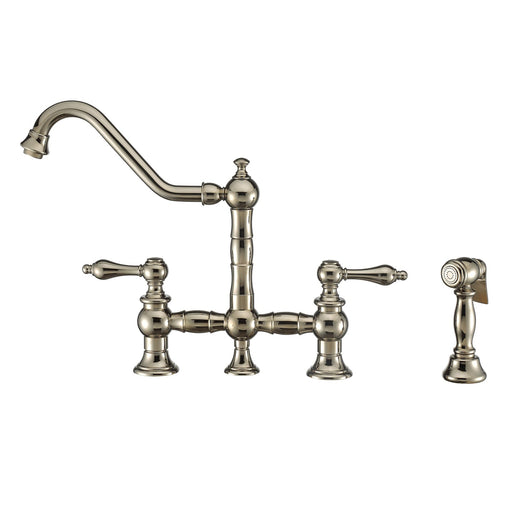 Whitehaus WHKBTLV3-9201-NT-PN Vintage III Plus Bridge Faucet