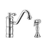 Whitehaus WHKTSL3-2200-NT-C Vintage III Plus Single Lever Faucet with Swivel Spout and Side Spray