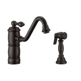 Whitehaus WHKTSL3-2200-NT-ORB Vintage III Plus Single Lever Faucet with Swivel Spout and Side Spray