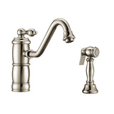 Whitehaus WHKTSL3-2200-NT-PN Vintage III Plus Single Lever Faucet with Swivel Spout and Side Spray