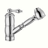 Whitehaus WHKPSL3-2222-NT-C Vintage III Plus Single Hole, Single Lever Faucet with a Pull-Out Spray Head