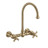 Whitehaus WHKWCR3-9301-NT-AB Vintage III Plus Wall Mount Faucet with Side Spray