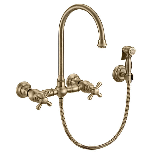 Whitehaus WHKWCR3-9301-NT-AB Vintage III Plus Wall Mount Faucet