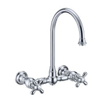 Whitehaus WHKWCR3-9301-NT-C Vintage III Plus Wall Mount Faucet with Swivel Spout and Side Spray