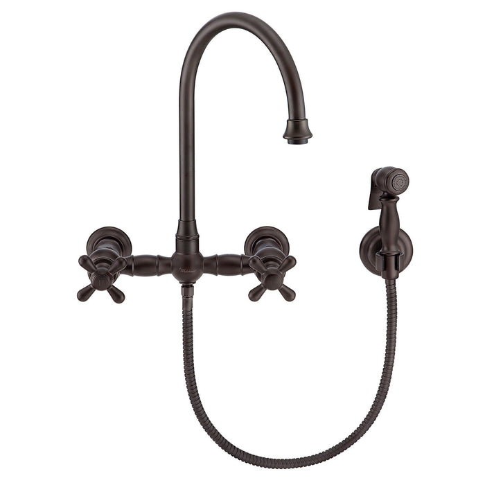 Whitehaus WHKWCR3-9301-NT-ORB Vintage III Plus Wall Mount Faucet with Swivel Spout and Side Spray