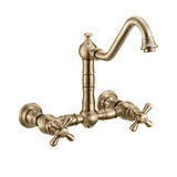Whitehaus WHKWCR3-9402-NT-AB Vintage III Plus Wall Mount Faucet with a Swivel Spout and Side Spray