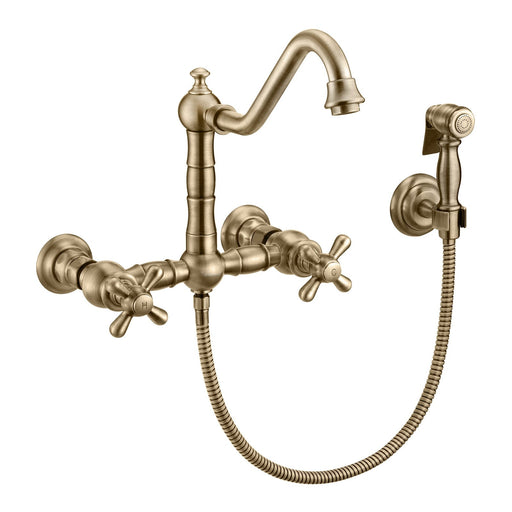 Whitehaus WHKWCR3-9402-NT-AB Vintage III Plus Wall Mount Faucet