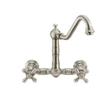Whitehaus WHKWCR3-9402-NT-BN Vintage III Plus Wall Mount Faucet with a Swivel Spout and Side Spray