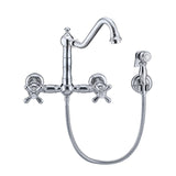 Whitehaus WHKWCR3-9402-NT-C Vintage III Plus Wall Mount Faucet with a Swivel Spout and Side Spray