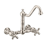 Whitehaus WHKWCR3-9402-NT-PN Vintage III Plus Wall Mount Faucet with a Swivel Spout and Side Spray