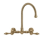 Whitehaus WHKWLV3-9301-NT-AB Vintage III Plus Wall Mount Faucet with Swivel Spout and Side Spray
