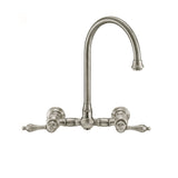 Whitehaus WHKWLV3-9301-NT-BN Vintage III Plus Wall Mount Faucet with Swivel Spout and Side Spray