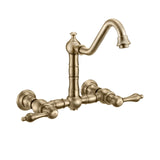Whitehaus WHKWLV3-9402-NT-AB Vintage III Plus Wall Mount Faucet with a Swivel Spout and Side Spray
