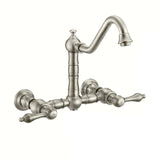 Whitehaus WHKWLV3-9402-NT-BN Vintage III Plus Wall Mount Faucet with a Swivel Spout and Side Spray