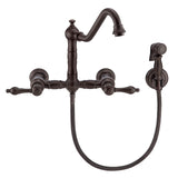 Whitehaus WHKWLV3-9402-NT-ORB Vintage III Plus Wall Mount Faucet with a Swivel Spout and Side Spray