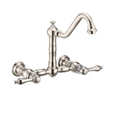 Whitehaus WHKWLV3-9402-NT-PN Vintage III Plus Wall Mount Faucet with Lever Handles and Side Spray