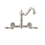 Whitehaus WHKWLV3-9402-NT-PN Vintage III Plus Wall Mount Faucet with Lever Handles and Side Spray