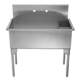 Whitehaus WHLS3618-NP Pearlhaus Stainless Steel Large, Single Bowl Commercial Freestanding Sink