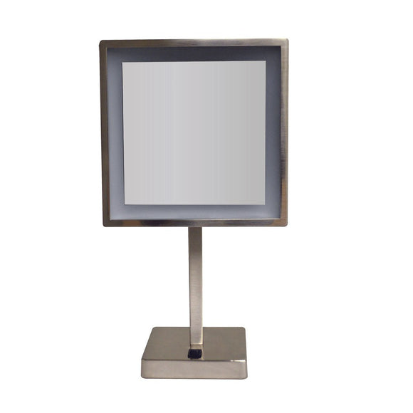 Whitehaus WHMR295-BN Square Freestanding LED 5X Magnified Mirror