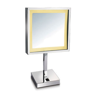 Whitehaus WHMR295-C Square Freestanding LED 5X Magnified Mirror