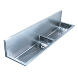 Whitehaus WHNCD72 Noah's Collection Brushed Stainless Steel Double Bowl Wall Mount Utility Sink