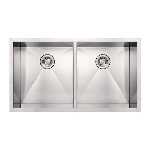 Whitehaus WHNCM3720EQ Noah's Collection Stainless Steel Commercial Double Bowl Undermount Sink