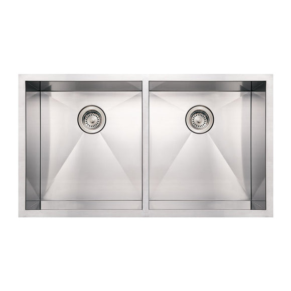 Whitehaus WHNCM3720EQ Noah's Collection Stainless Steel Commercial Double Bowl Undermount Sink