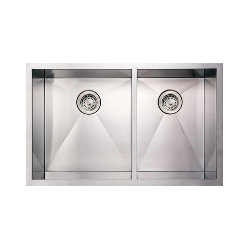 Whitehaus WHNCMD3320 Noah's Collection Stainless Steel Commercial Double Bowl Undermount Sink