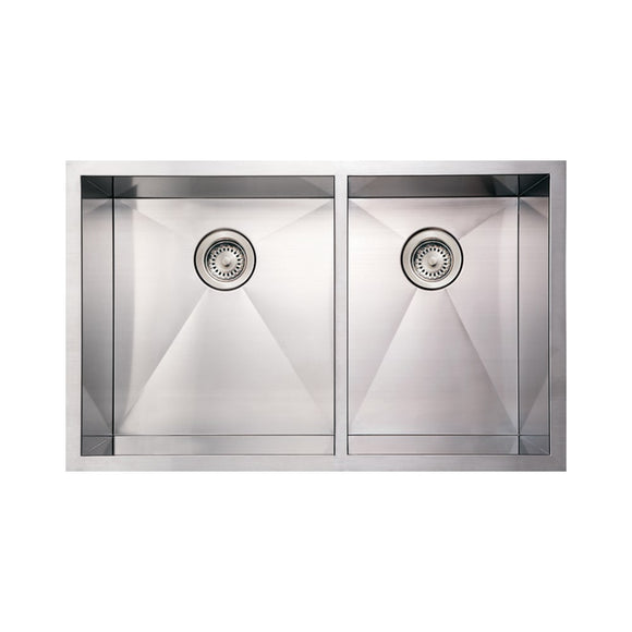 Whitehaus WHNCMD3320 Noah's Collection Stainless Steel Commercial Double Bowl Undermount Sink