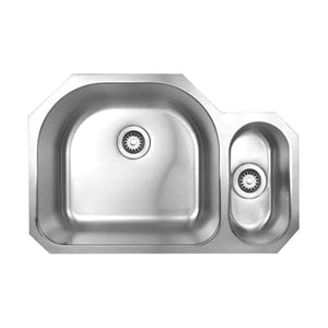 Whitehaus WHNDBU3121 Noah's Collection Stainless Steel Double Bowl Undermount Disposal Sink