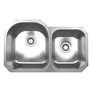 Whitehaus WHNDBU3220 Noah's Collection Stainless Steel Double Bowl Undermount Sink